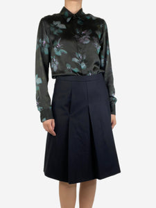 Dries Van Noten Black silk floral shirt - size UK 8