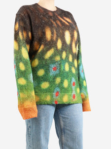 APC x Tame Impala Brown and green all-over printed mohair-blend jumper - size L