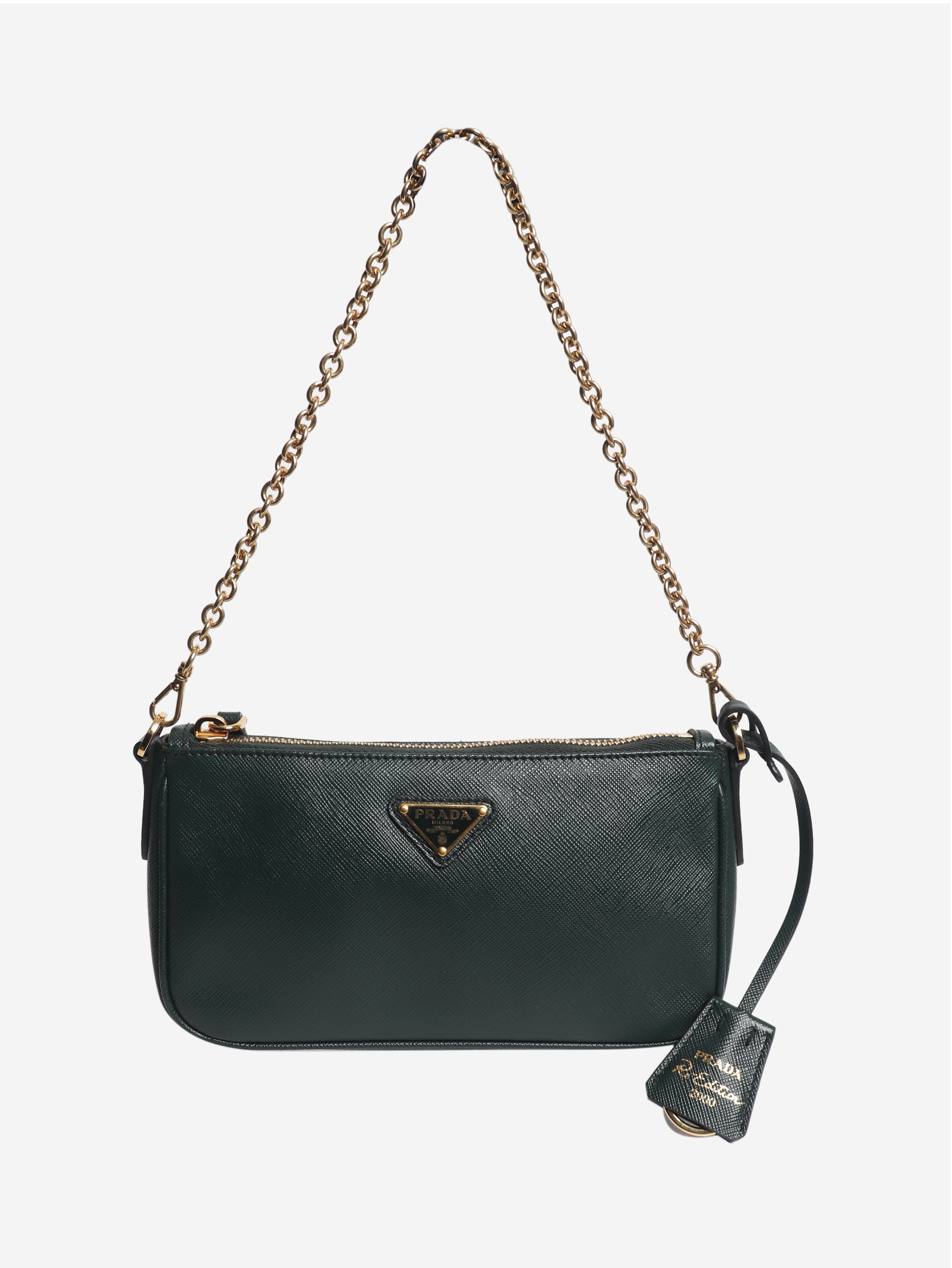 Green Saffiano leather mini bag