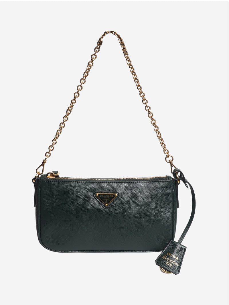 Green Saffiano leather mini bag