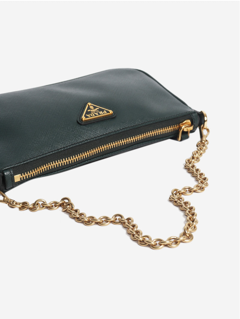 Green Saffiano leather mini bag