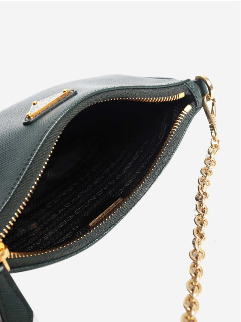 Green Saffiano leather mini bag