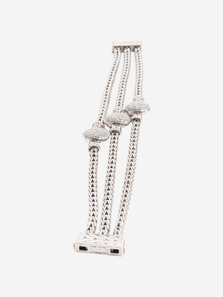 Sterling silver Triple Chain diamond-charm bracelet alternate image