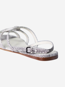 Loro Piana Grey snake print flat sandals - size EU 39