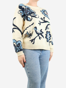 Weekend Max Mara Cream floral jumper - size L