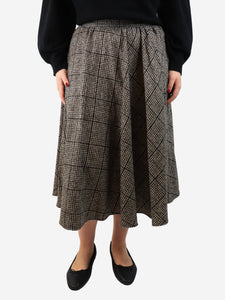 Dolce & Gabbana Brown check wool-blend midi skirt - size UK 14