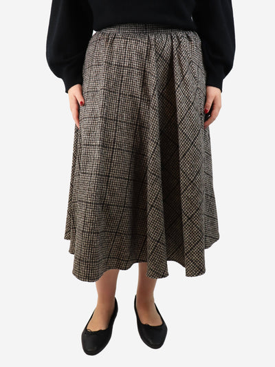 Brown check wool-blend midi skirt - size UK 14 Skirts Dolce & Gabbana 
