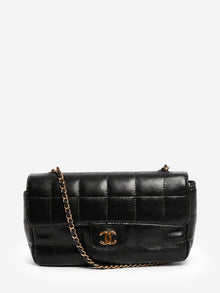 Chanel black lambskin Chocolate Bar mini flap bag