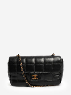 Chanel black lambskin Chocolate Bar mini flap bag