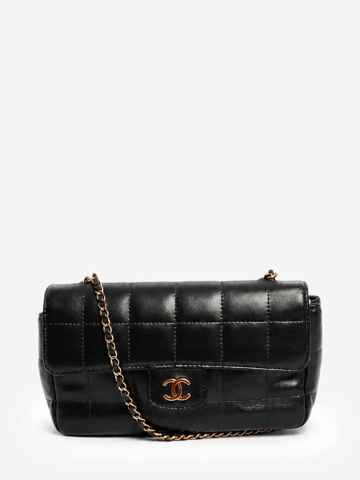 Chanel black lambskin Chocolate Bar mini flap bag
