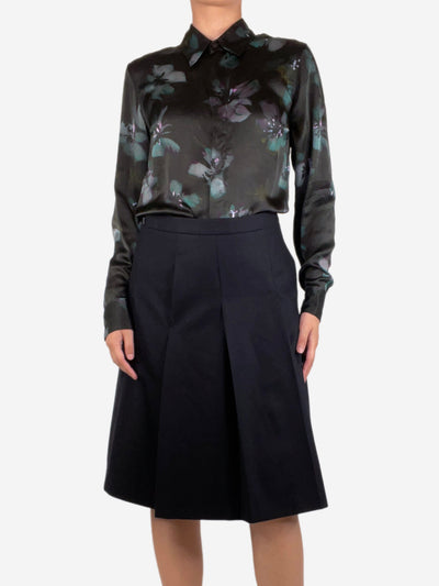 Black silk floral shirt - size UK 8 Tops Dries Van Noten 