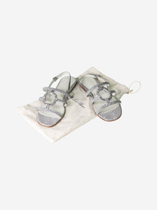 Loro Piana Grey snake print flat sandals - size EU 39