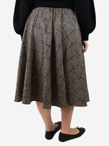Dolce & Gabbana Brown check wool-blend midi skirt - size UK 14