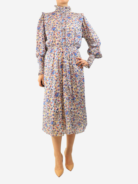 Blue and white floral midi dress - size UK 12 product image