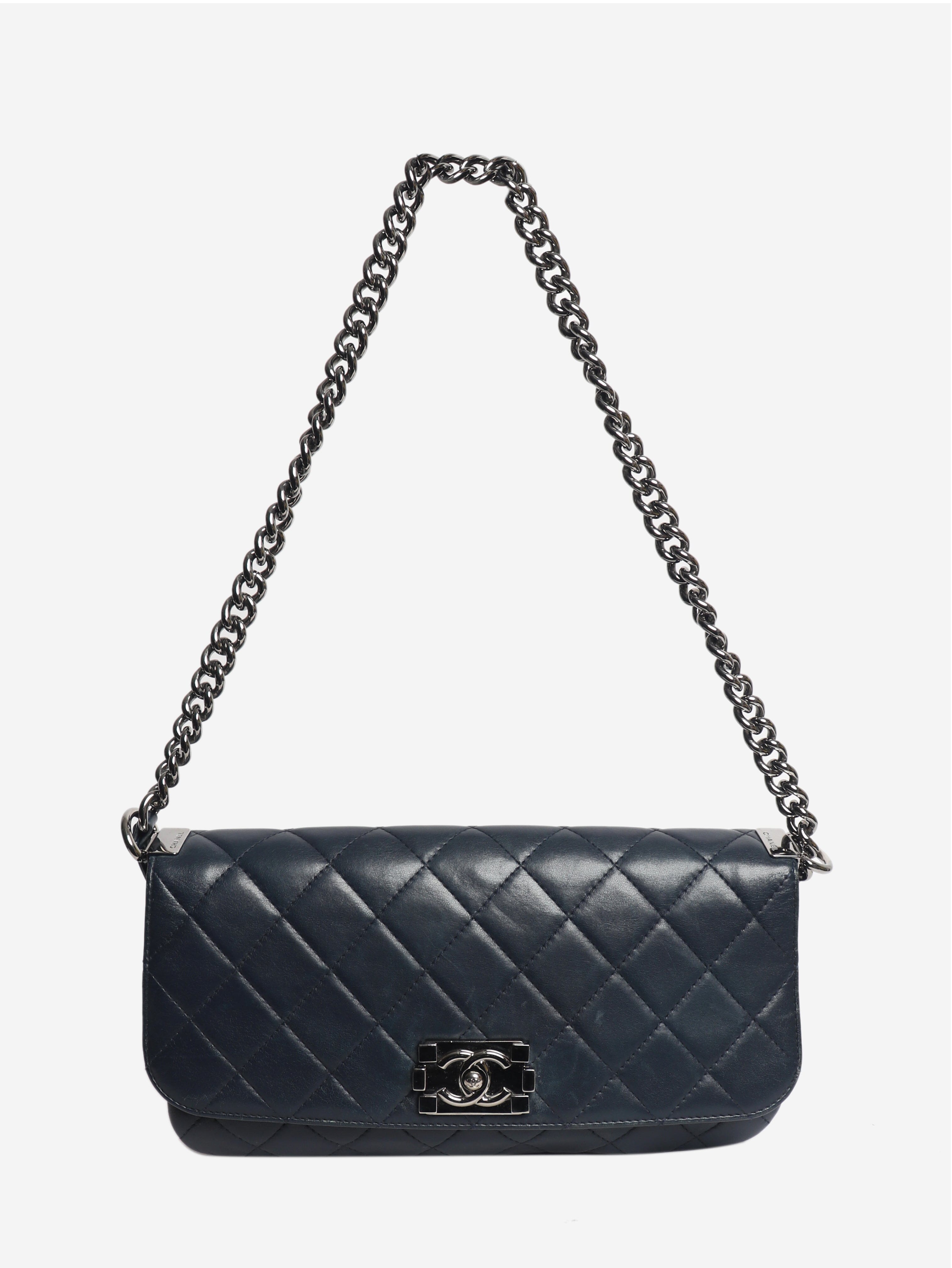 Navy 2012 east west boy bag Cross-body Bags Chanel 