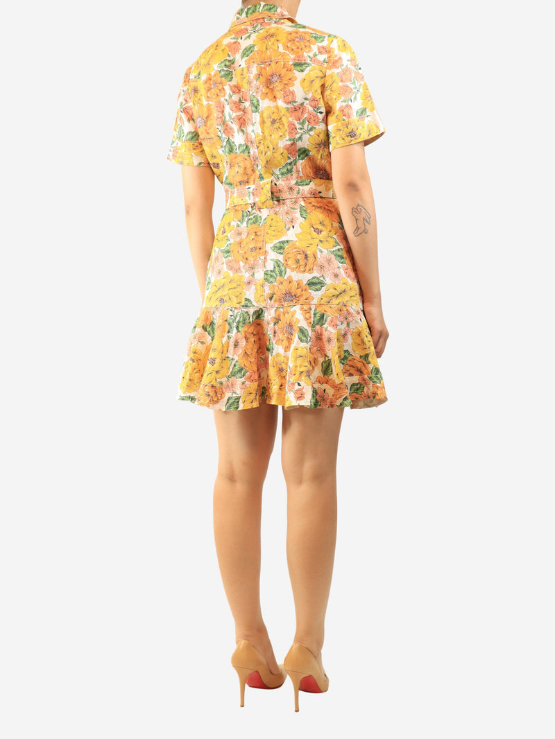 Orange linen floral midi dress - size UK 12 Dresses Zimmermann 