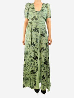 Green floral maxi dress - size UK 10