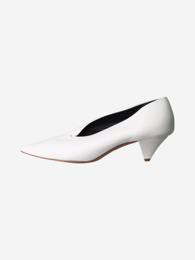 White pointed-toe leather kitten heel shoes - size EU 38 Heels Celine 