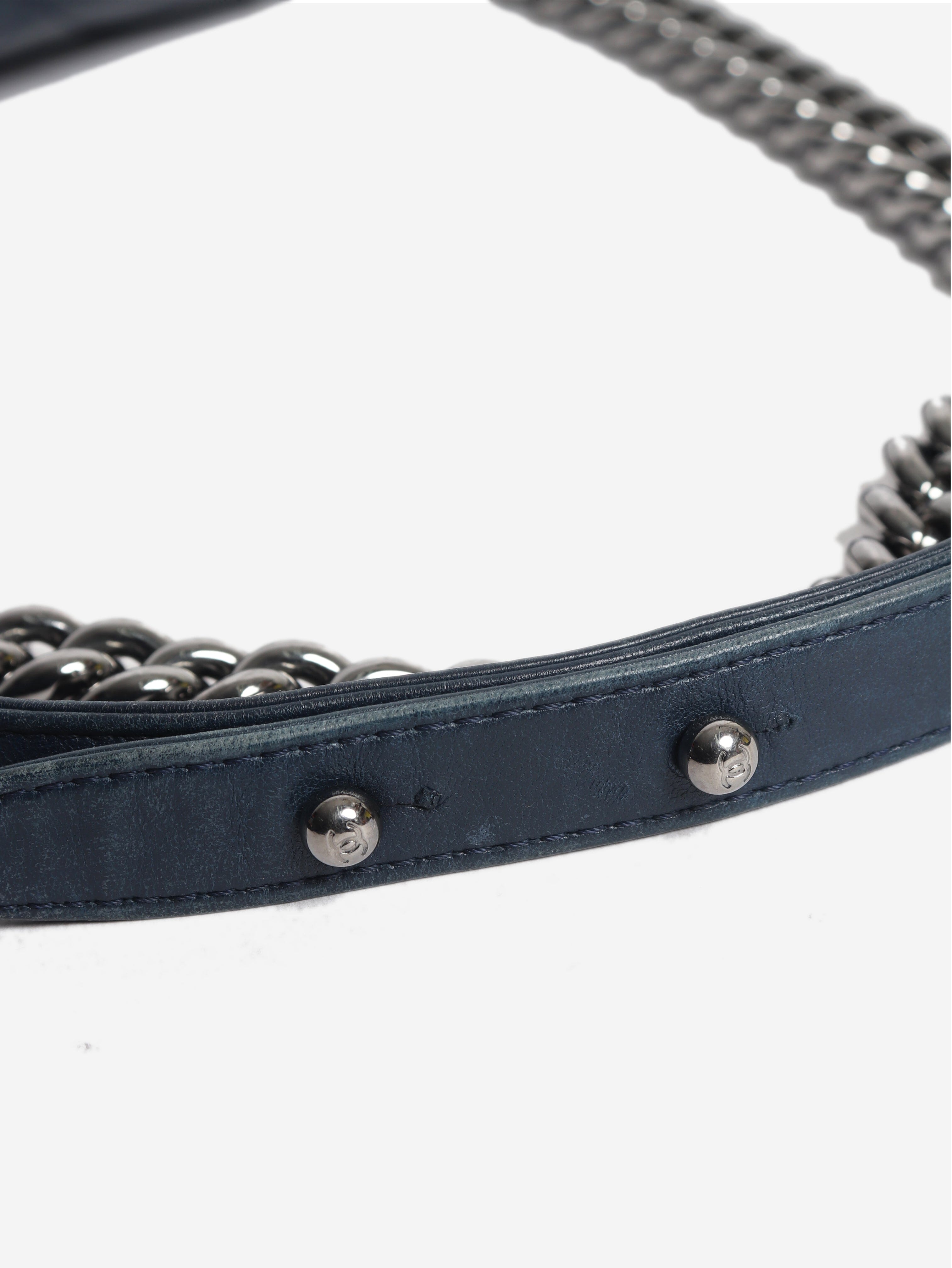 Navy 2012 east west boy bag Cross-body Bags Chanel 