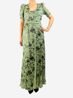 Green floral maxi dress - size UK 10