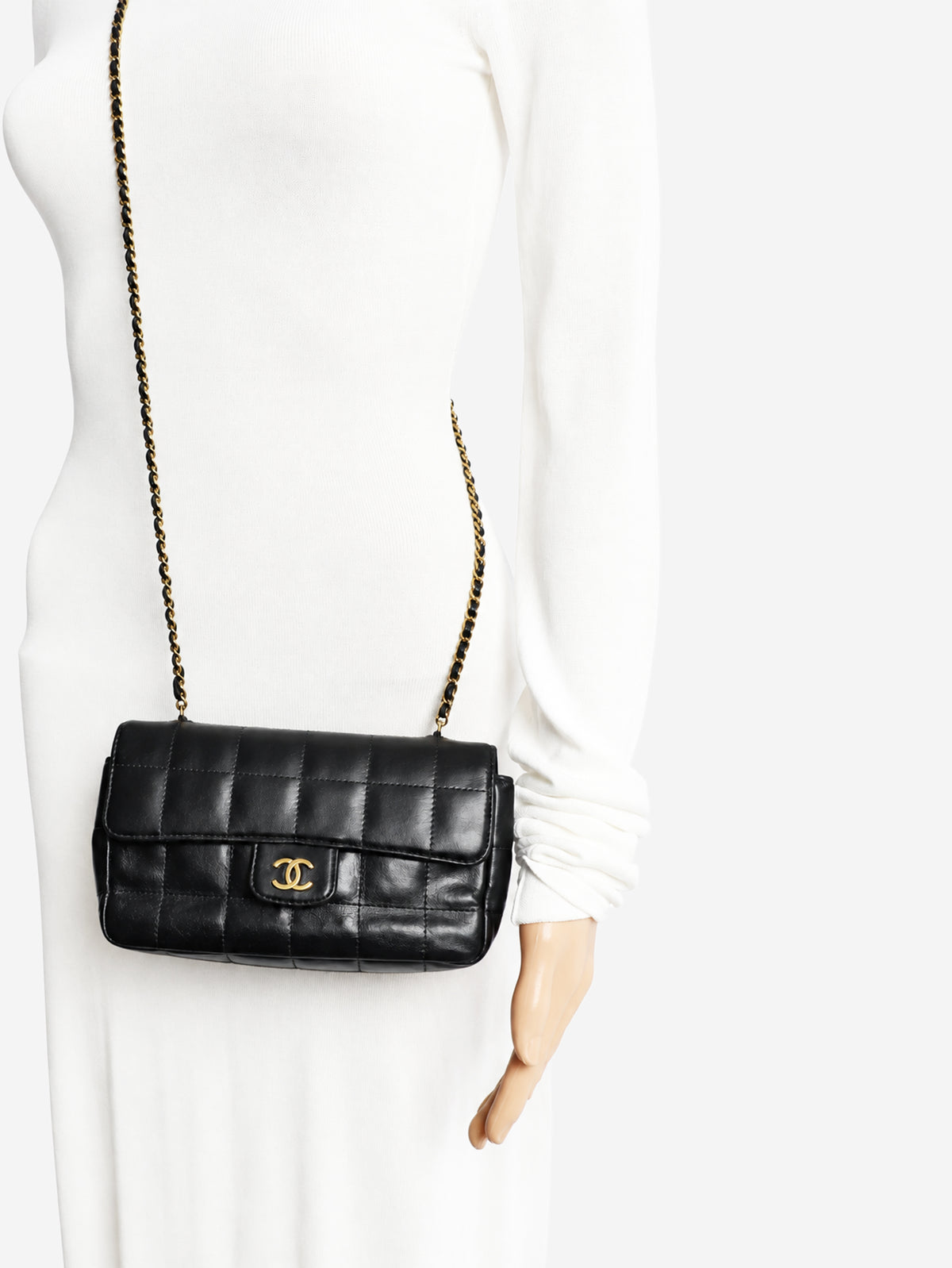 Chanel black lambskin Chocolate Bar mini flap bag - view 2