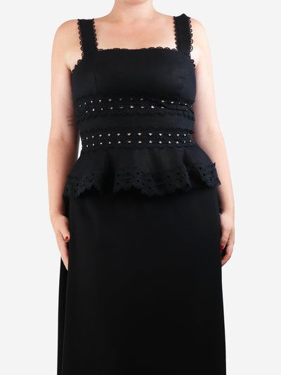 Black embroidered cami top - size UK 14 Tops Zimmermann 