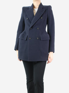 Balenciaga Navy blue double-breasted wool coat - size UK 6