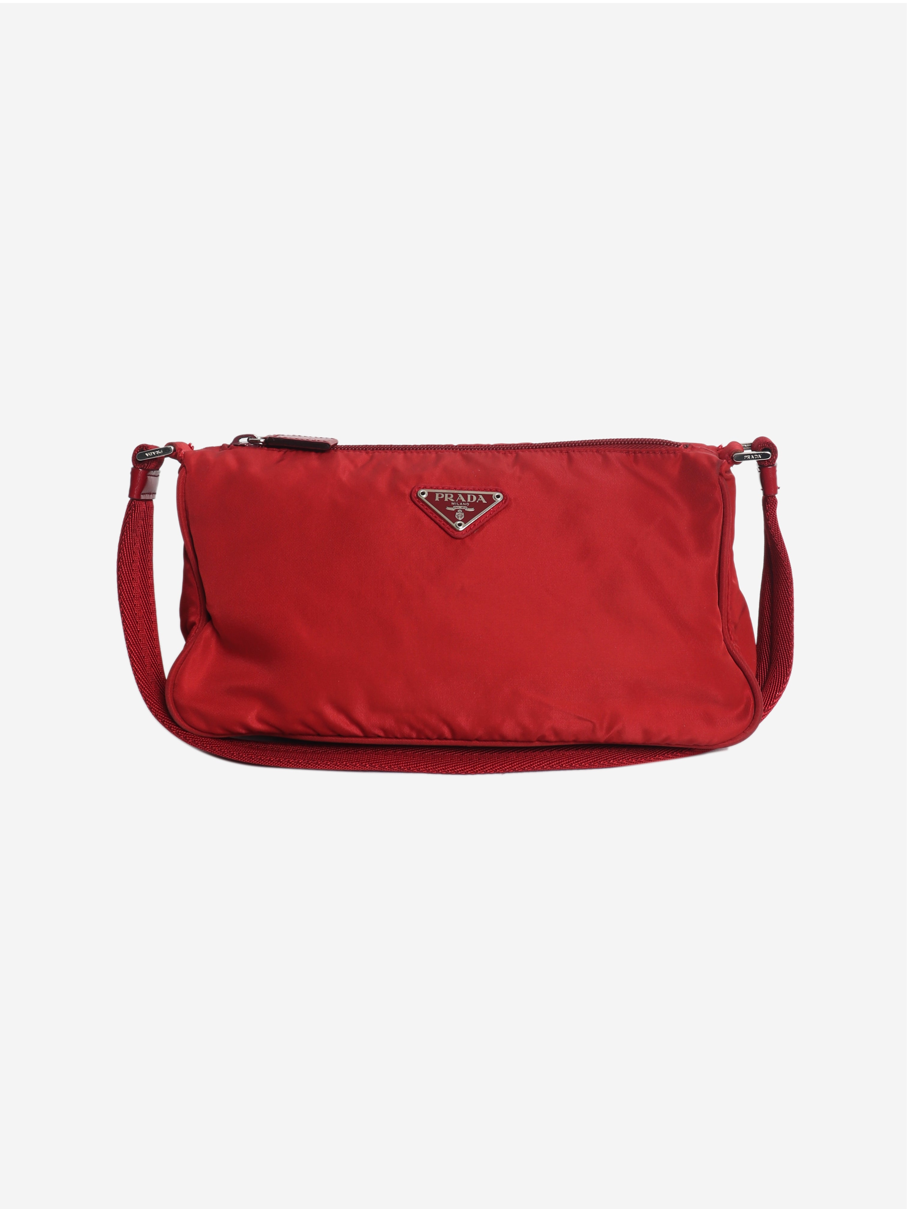 Red nylon mini shoulder bag