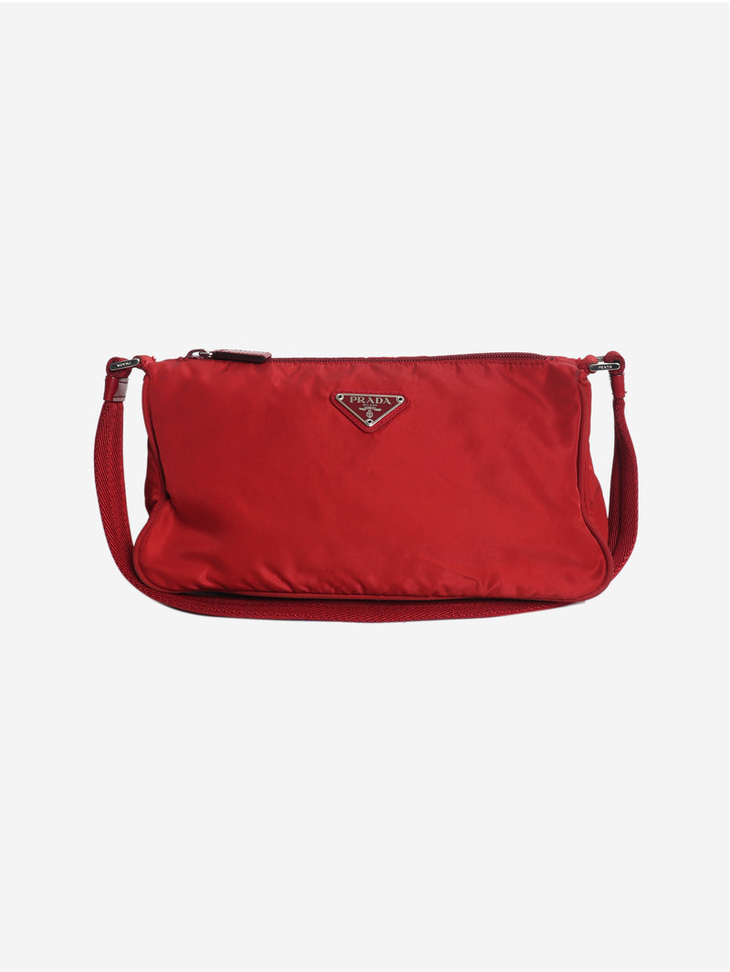 Red nylon mini shoulder bag