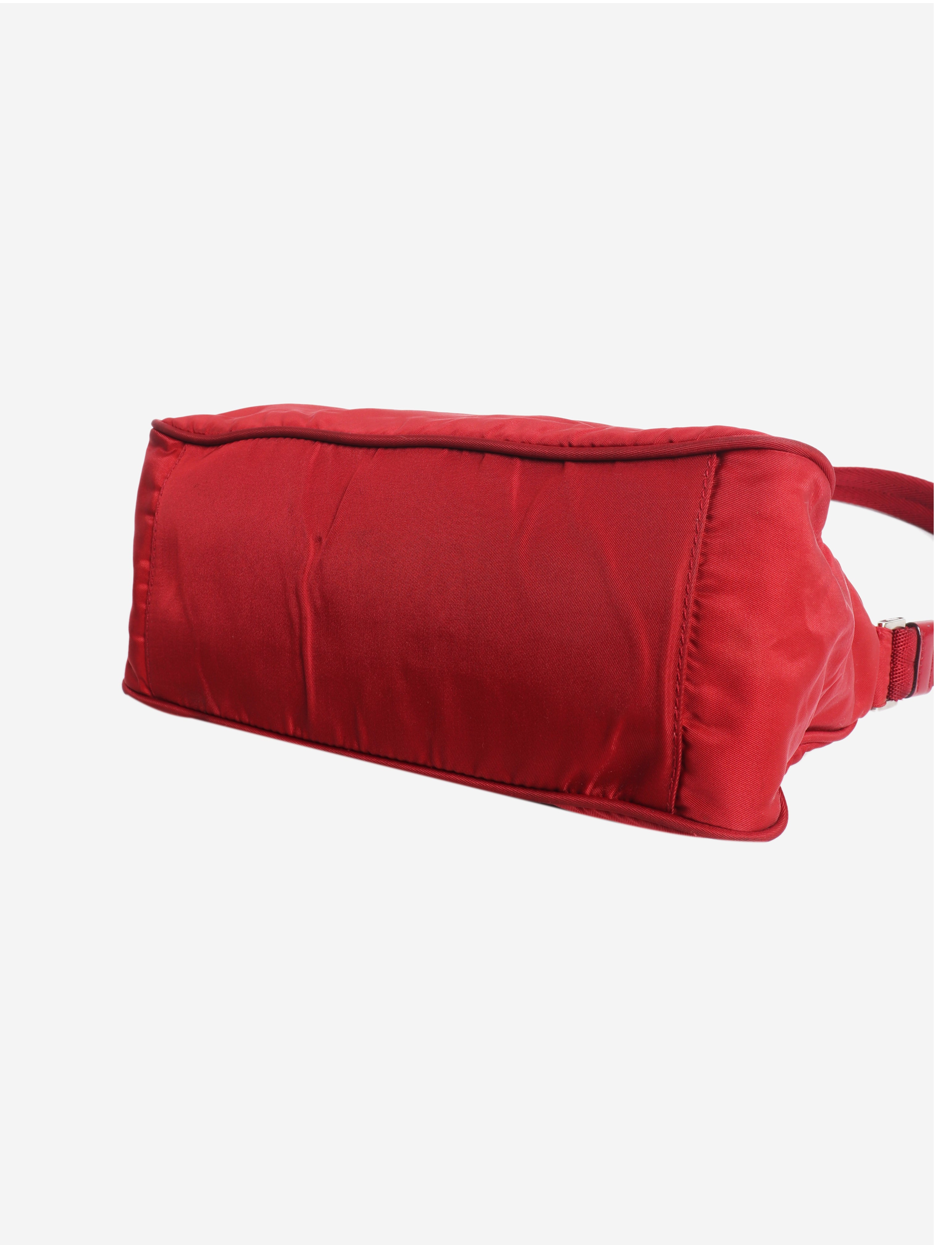 Red nylon mini shoulder bag