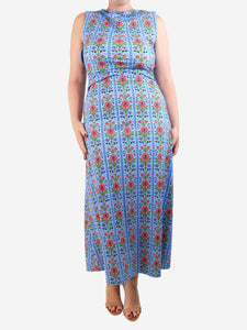 Hill House Blue floral block stripe midi dress - size M