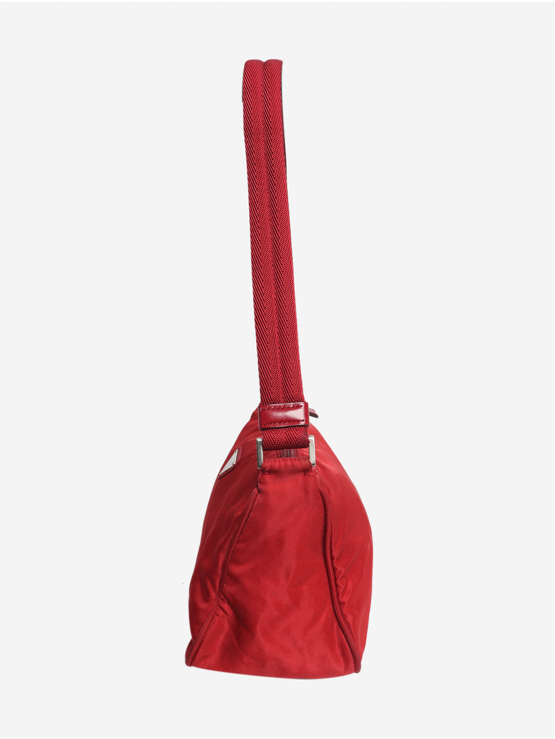 Red nylon mini shoulder bag