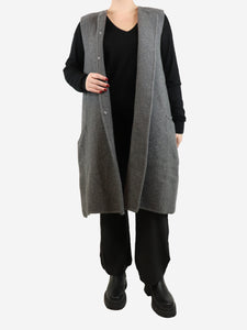 Celine Grey sleeveless cashmere coat - size UK 14