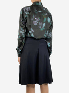 Dries Van Noten Black silk floral shirt - size UK 8