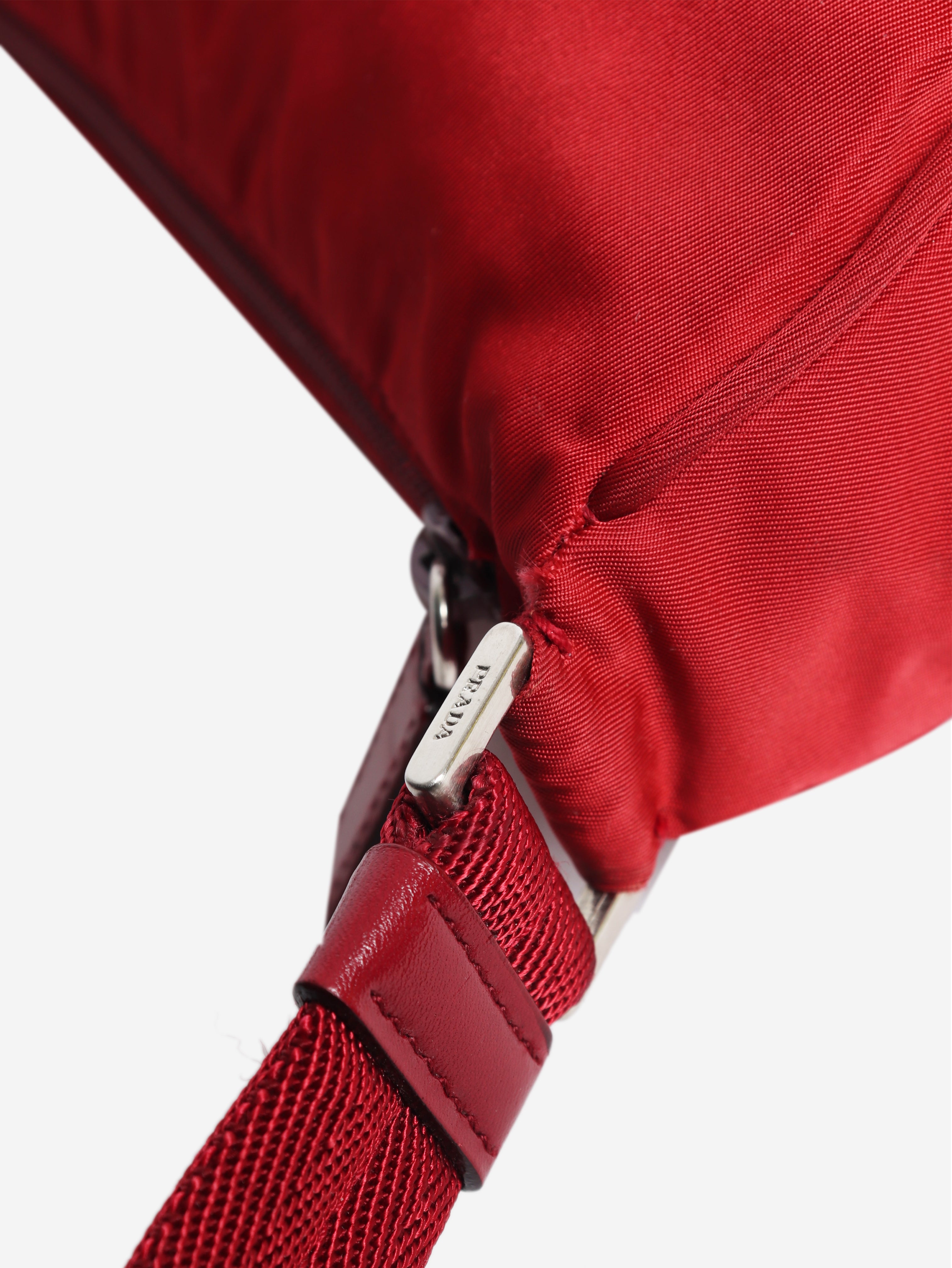 Red nylon mini shoulder bag