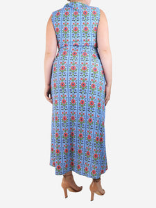 Hill House Blue floral block stripe midi dress - size M