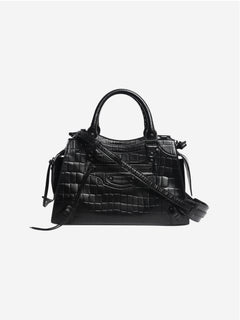 Black croc embossed neo city bag