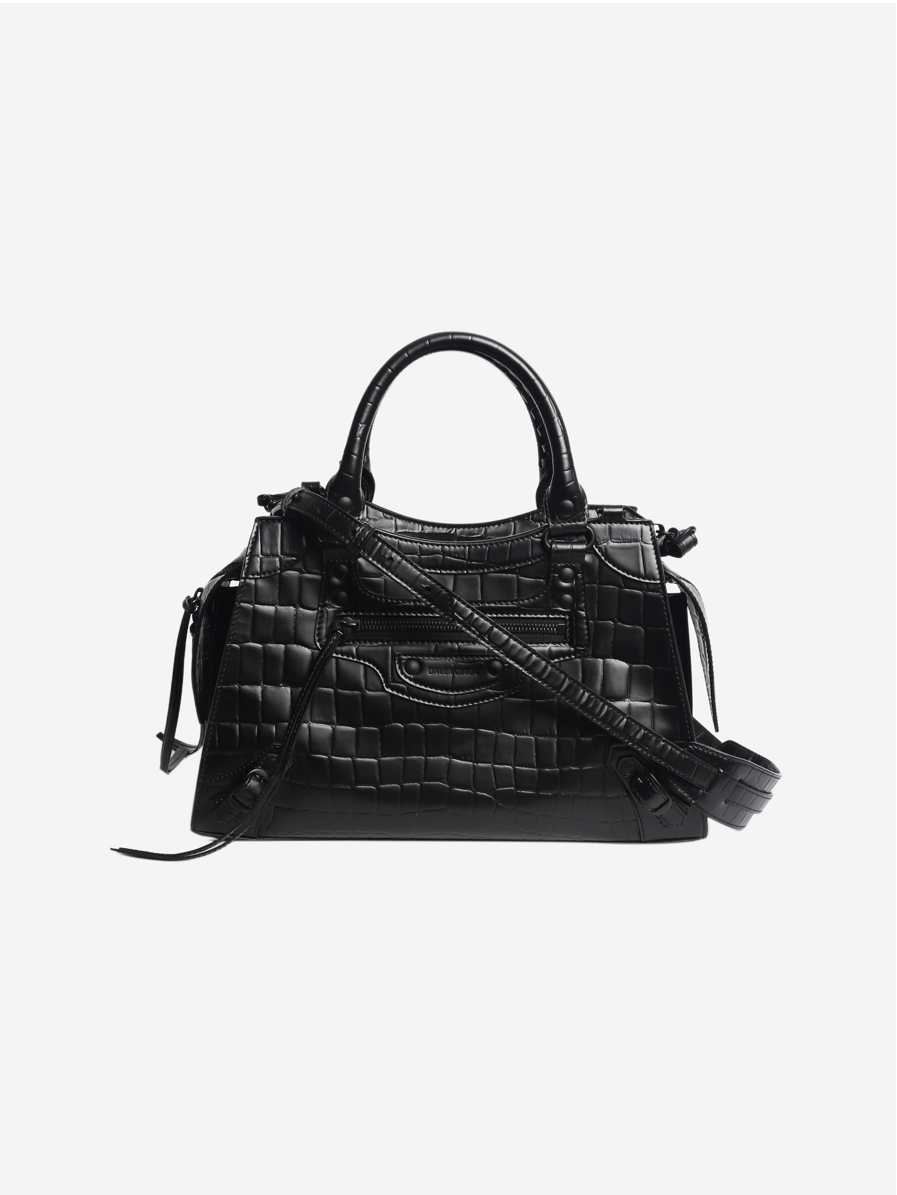Black croc embossed neo city bag