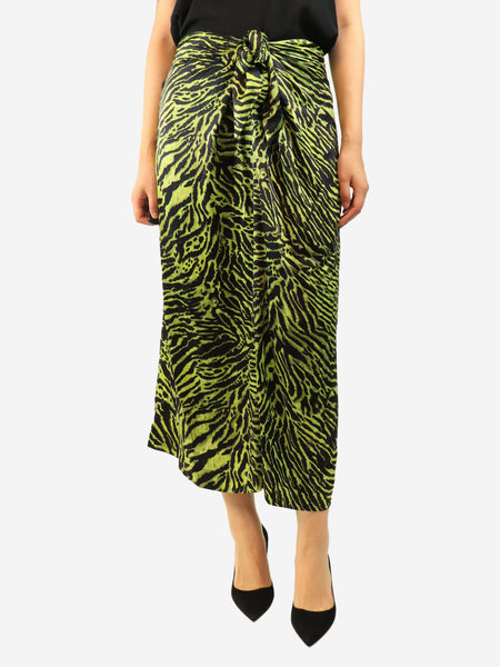 Black and green acid zebra print midi skirt - size UK 8 product image