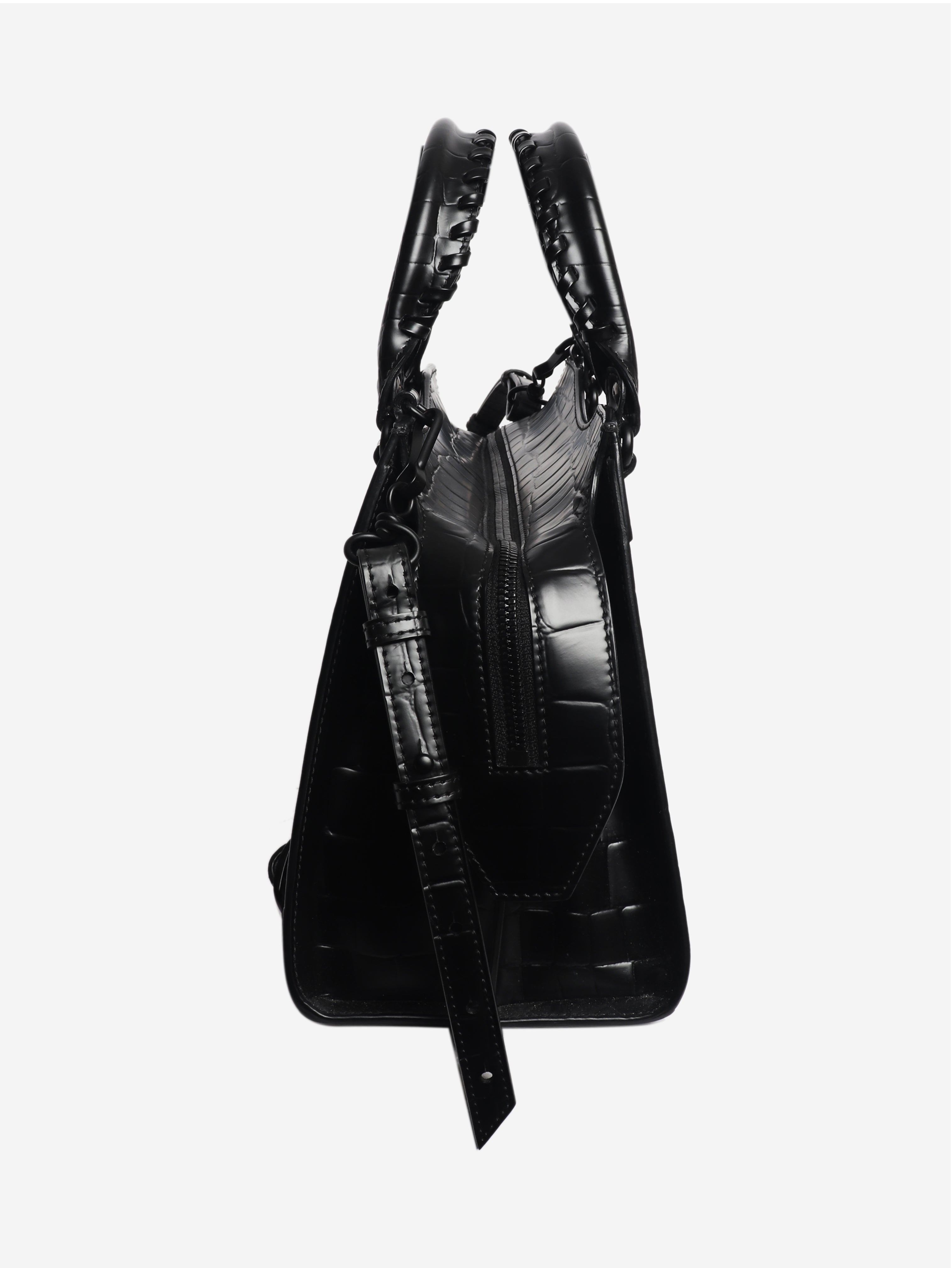 Black croc embossed neo city bag