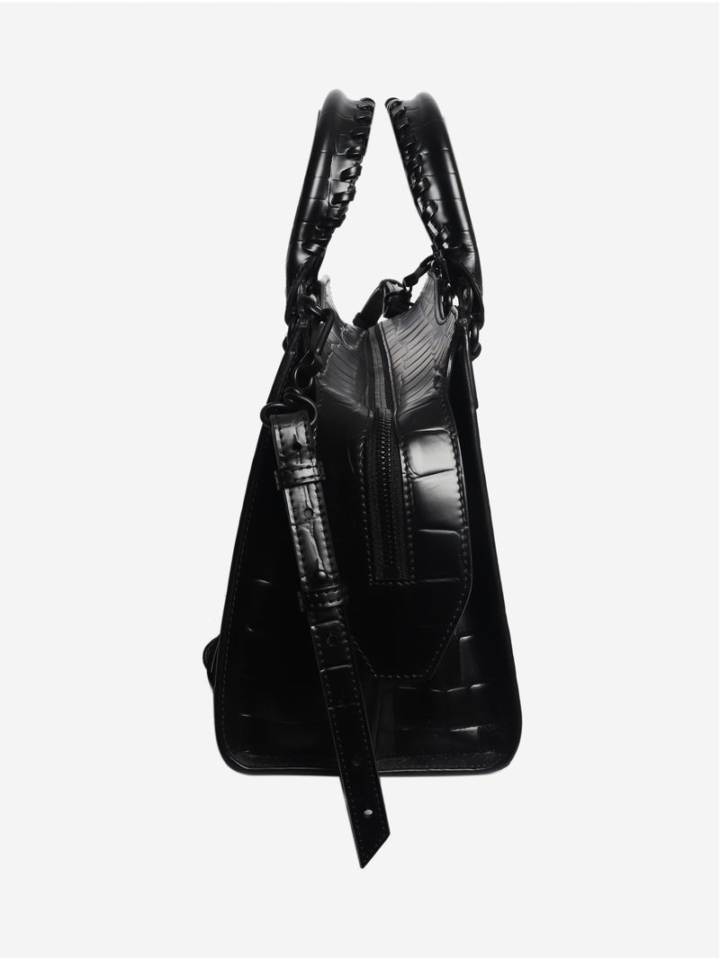 Black croc embossed neo city bag