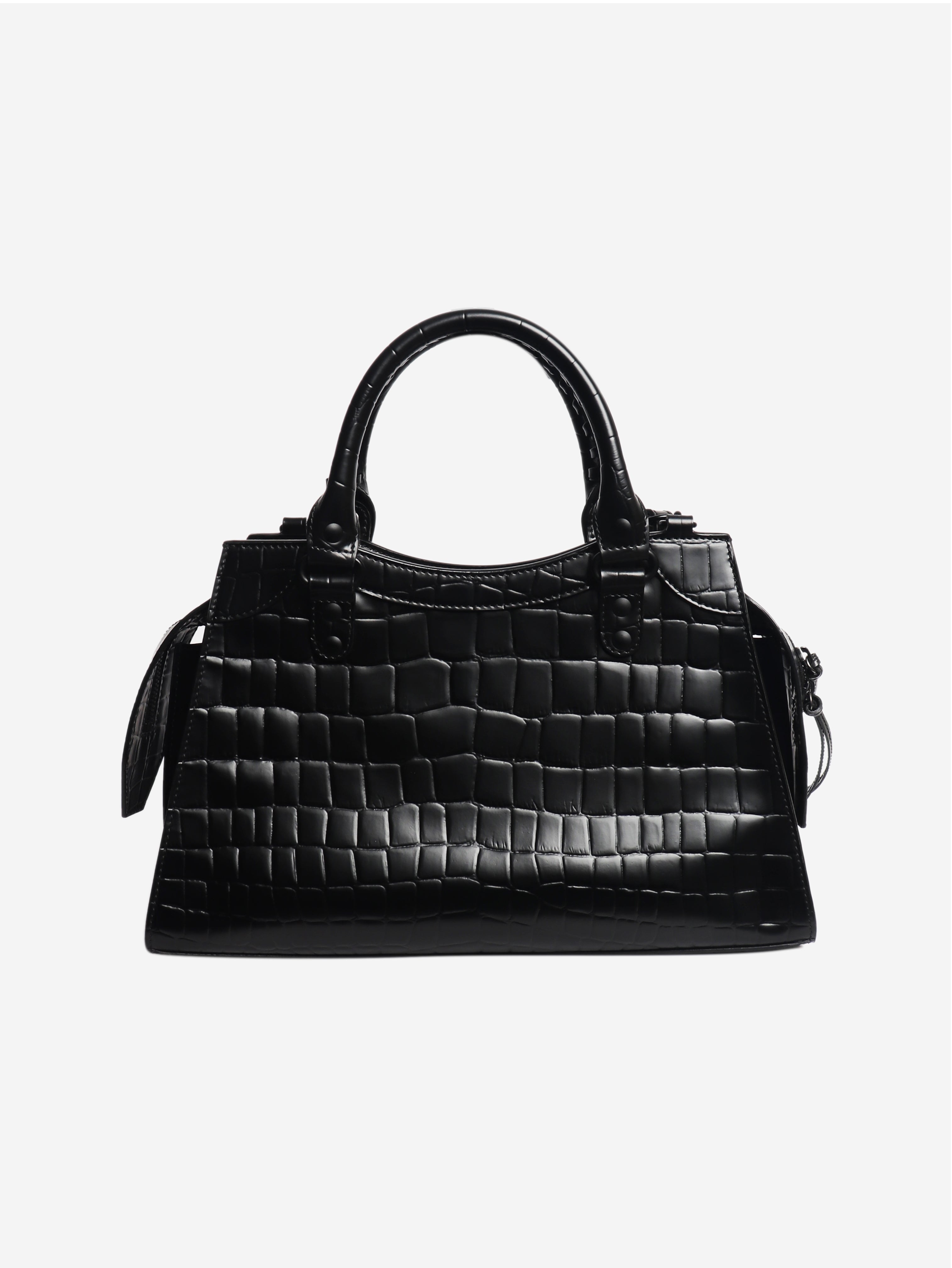 Black croc embossed neo city bag