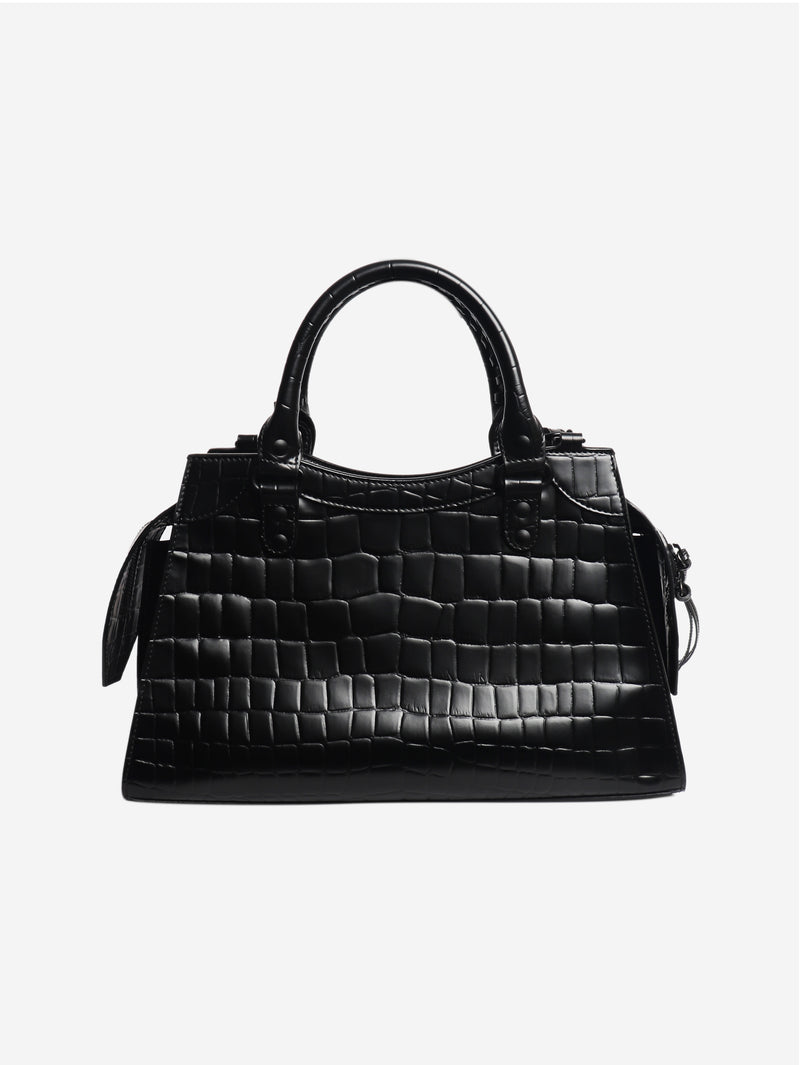Black croc embossed neo city bag