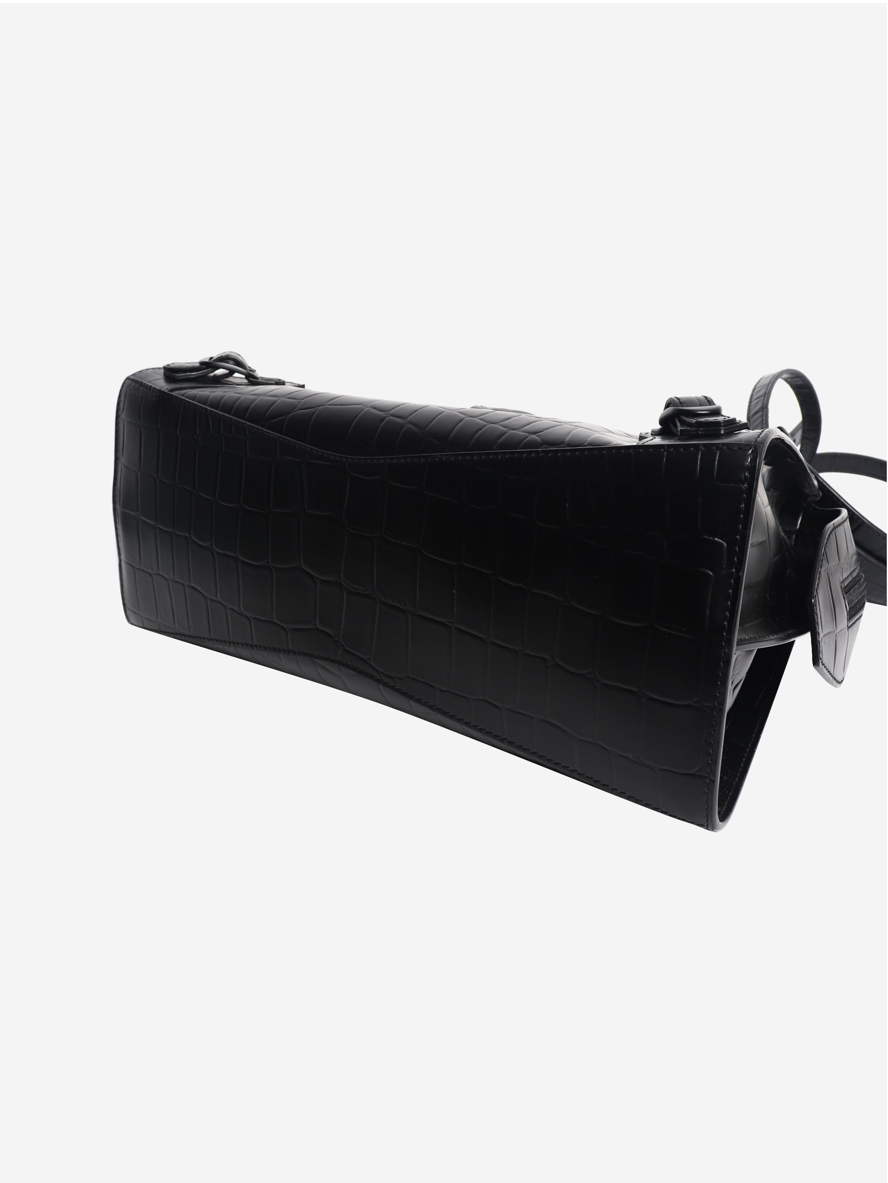 Black croc embossed neo city bag