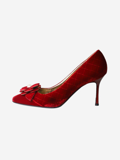 Red flower-detail velvet heels - size EU 38 Heels Chanel 