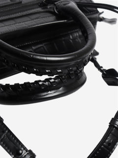 Black croc embossed neo city bag