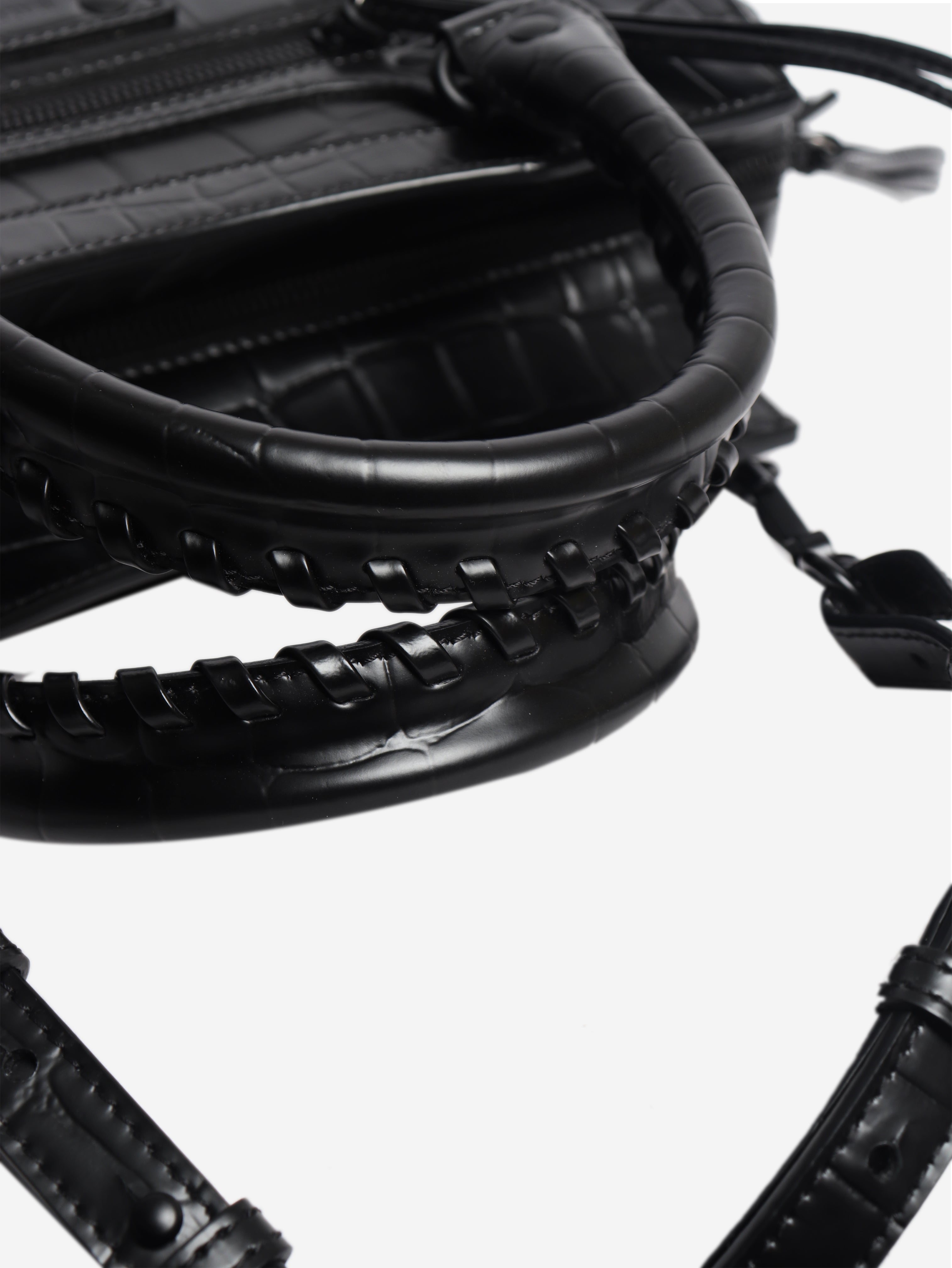Black croc embossed neo city bag
