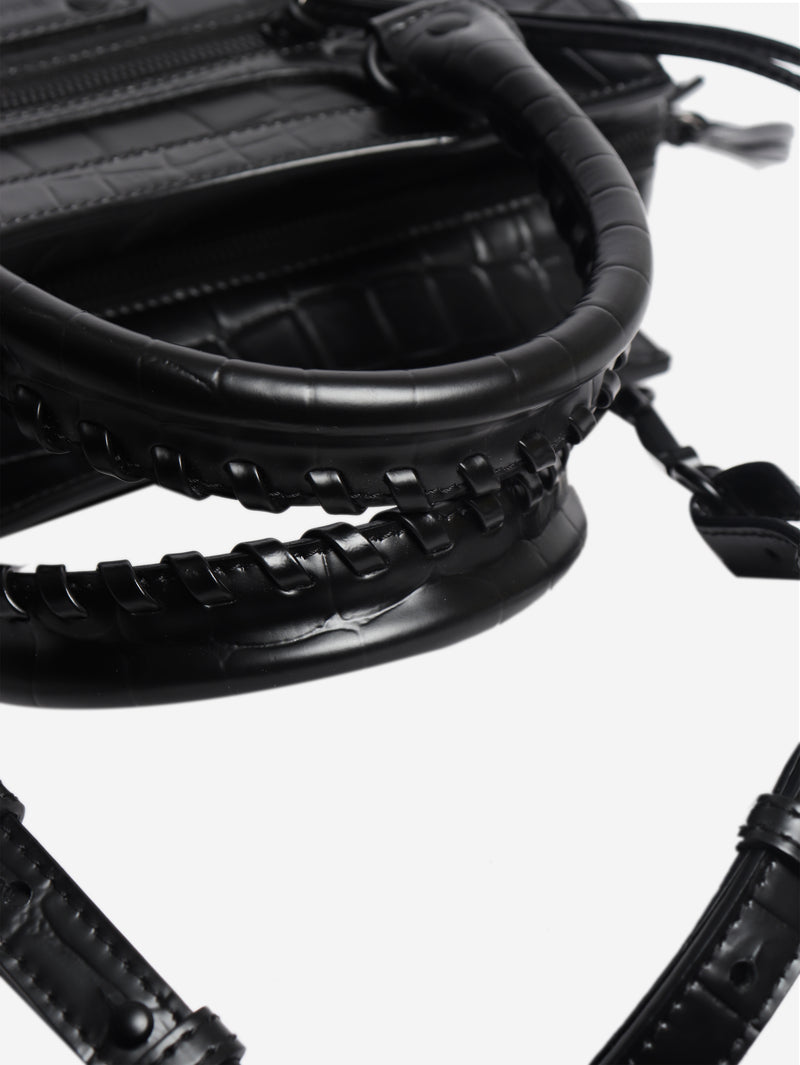 Black croc embossed neo city bag