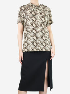 Celine Celine short-sleeved snake print top - size UK 10