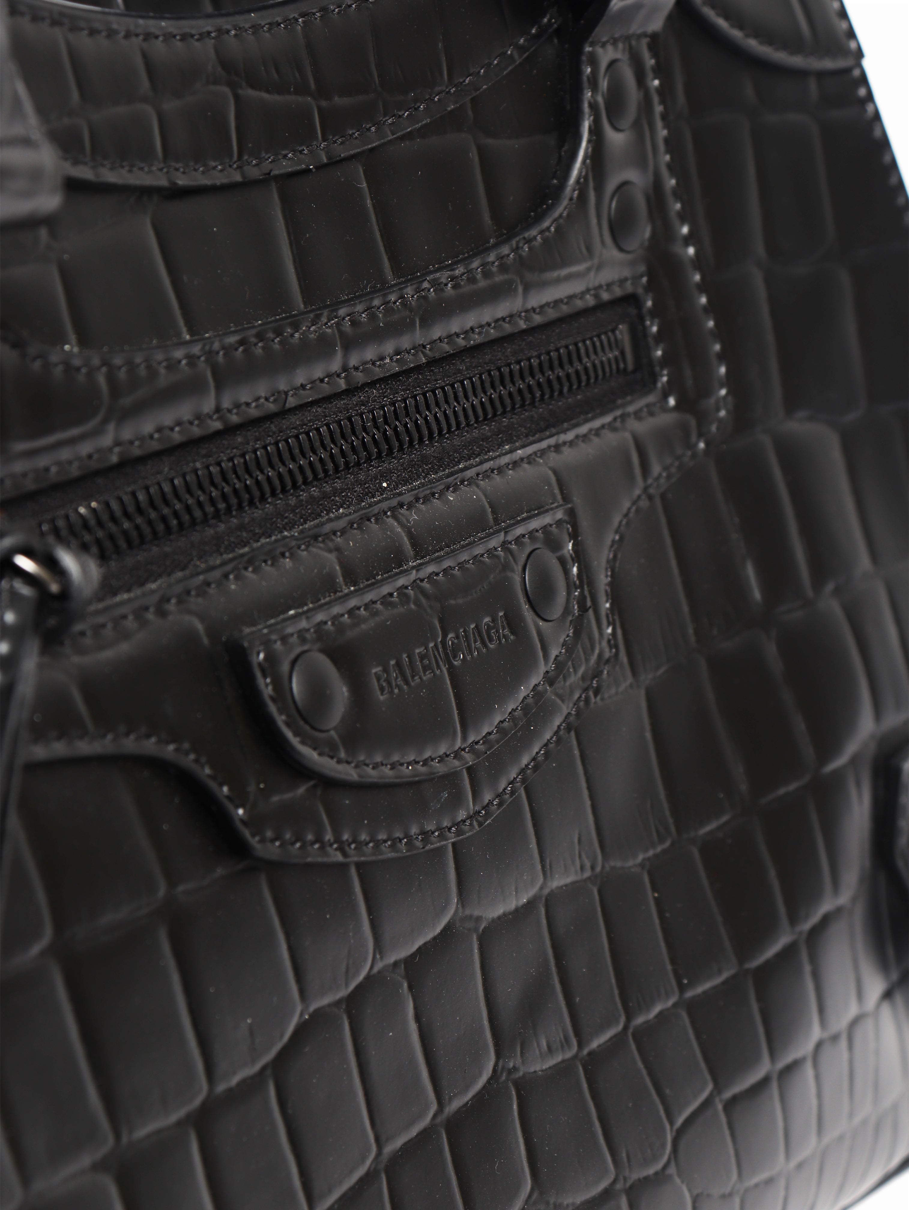 Black croc embossed neo city bag